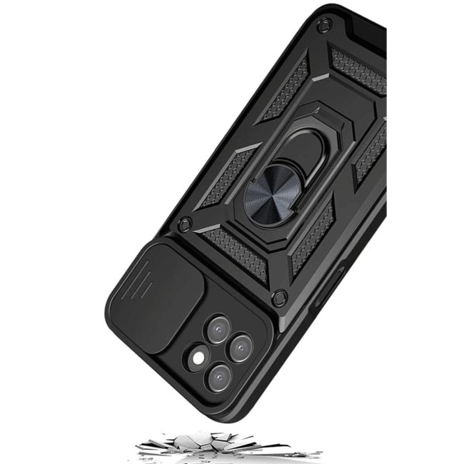 Samsung Galaxy M15 Kılıf Pars Lens Yüzüklü Silikon - Siyah