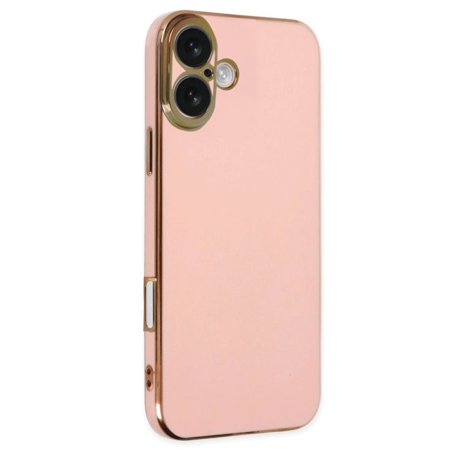 İphone 16 Kılıf Volet Silikon - Pembe