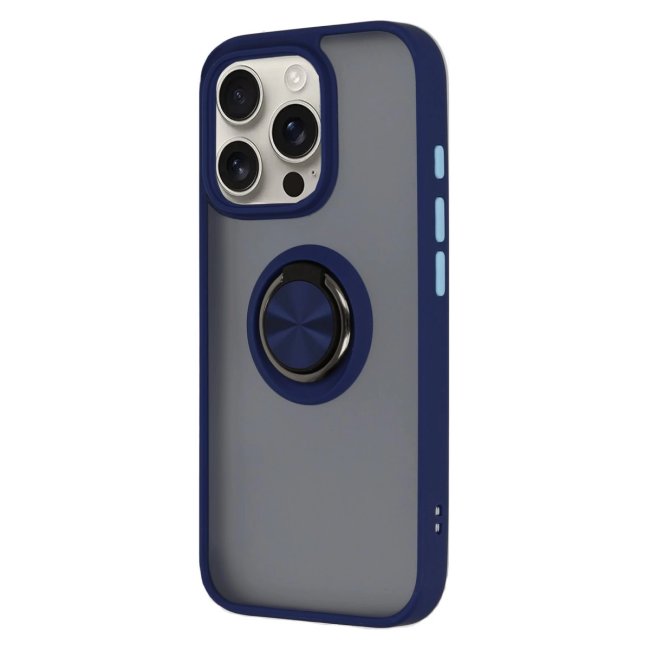 İphone 16 Pro Kılıf Montreal Yüzüklü Silikon Kapak - Lacivert