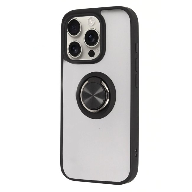 İphone 16 Pro Max Kılıf Montreal Yüzüklü Silikon Kapak - Siyah