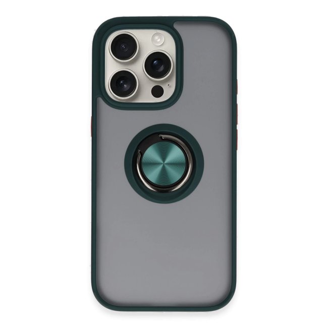 İphone 16 Pro Max Kılıf Montreal Yüzüklü Silikon Kapak - Yeşil