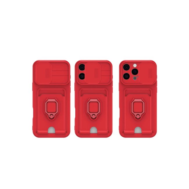 İphone 16 Kılıf Zuma Kartvizitli Yüzüklü Silikon - Siyah