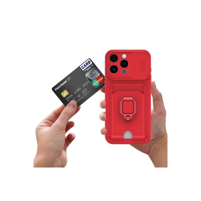 İphone 16 Kılıf Zuma Kartvizitli Yüzüklü Silikon - Yeşil