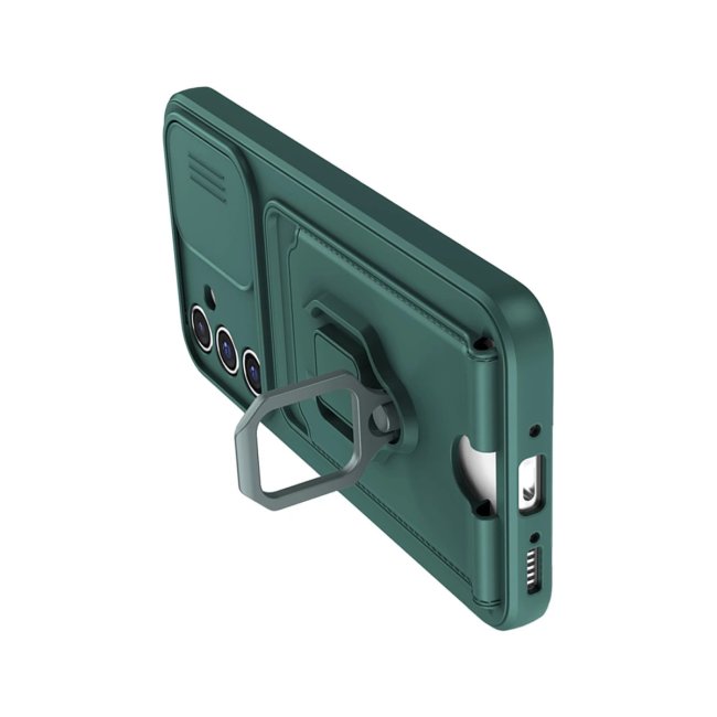 Samsung Galaxy S24 Fe Kılıf Zuma Kartvizitli Yüzüklü Silikon - Yeşil