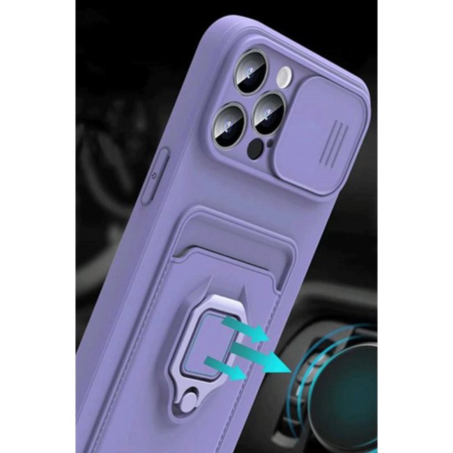 Xiaomi Redmi 13 4g Kılıf Zuma Kartvizitli Yüzüklü Silikon - Pembe