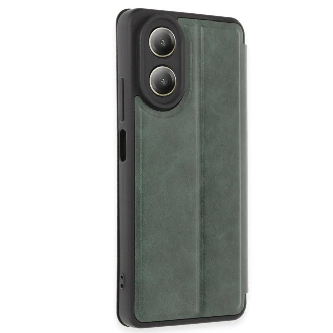 Oppo A38 Kılıf Flip Cover - Koyu Yeşil