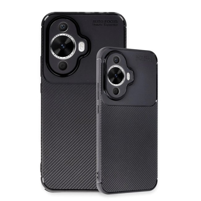 Huawei Nova 12s Kılıf Auto Focus Karbon Kapak - Siyah