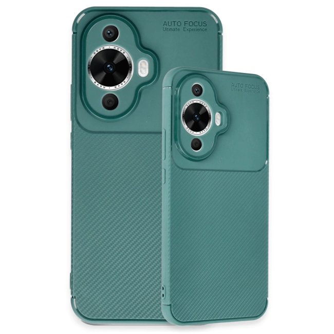 Huawei Nova 12s Kılıf Auto Focus Karbon Kapak - Koyu Yeşil