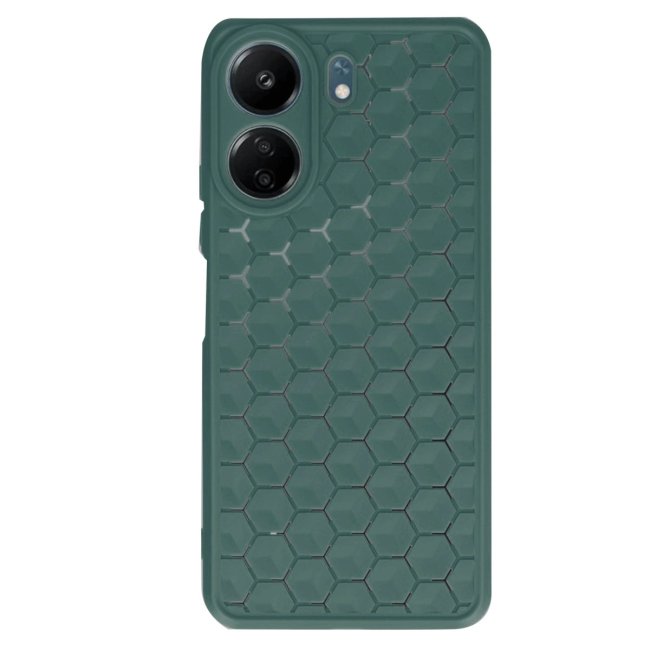 Xiaomi Redmi 13c Kılıf Petek Silikon Kapak - Koyu Yeşil