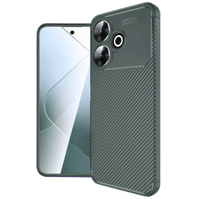 Xiaomi Redmi 13 4g Kılıf Auto Focus Karbon Kapak - Koyu Yeşil