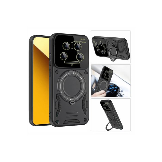 Xiaomi Mi 14 Ultra Kılıf Joy Lens Standlı Kapak - Koyu Yeşil