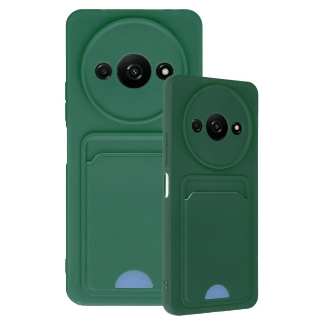 Xiaomi Redmi A3 4g Kılıf Kelvin Kartvizitli Silikon - Koyu Yeşil