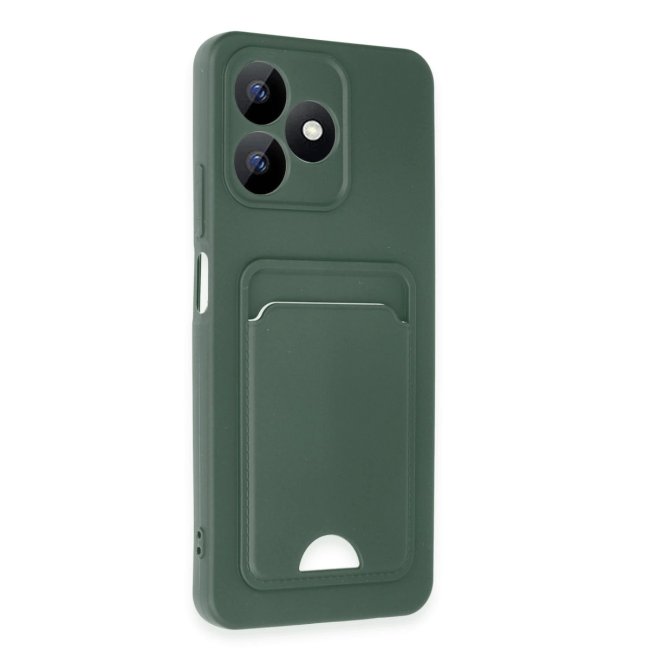 Realme Note 50 4g Kılıf Kelvin Kartvizitli Silikon - Koyu Yeşil