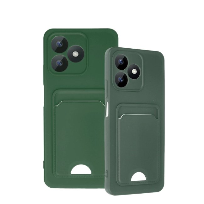 Realme Note 50 4g Kılıf Kelvin Kartvizitli Silikon - Koyu Yeşil