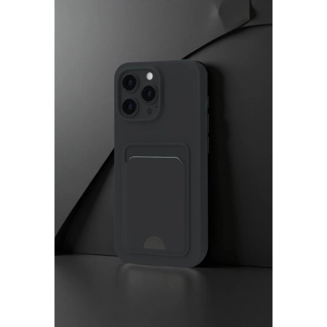 İphone 16 Pro Kılıf Kelvin Kartvizitli Silikon - Siyah