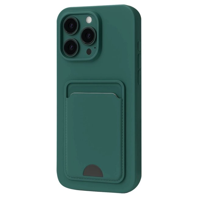 İphone 16 Pro Kılıf Kelvin Kartvizitli Silikon - Koyu Yeşil