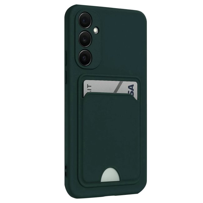 Samsung Galaxy S24 Fe Kılıf Kelvin Kartvizitli Silikon - Koyu Yeşil
