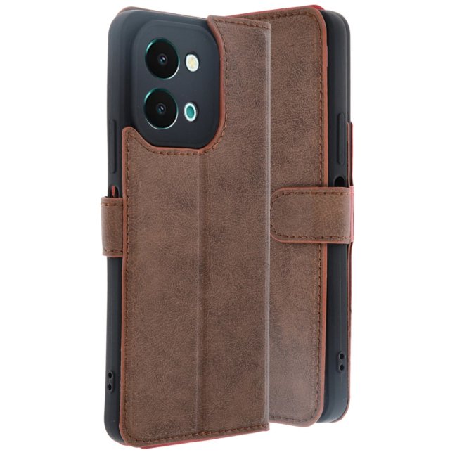 Vivo Y28 Kılıf Trend S Plus Kapaklı Kılıf - Taba