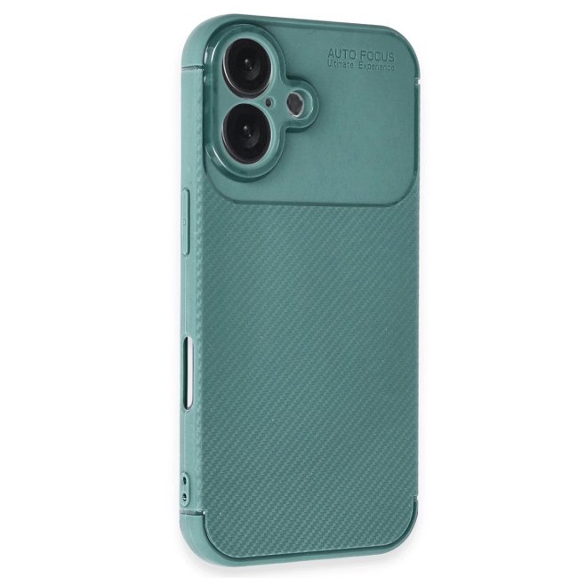 İphone 16 Kılıf Auto Focus Karbon Kapak - Koyu Yeşil