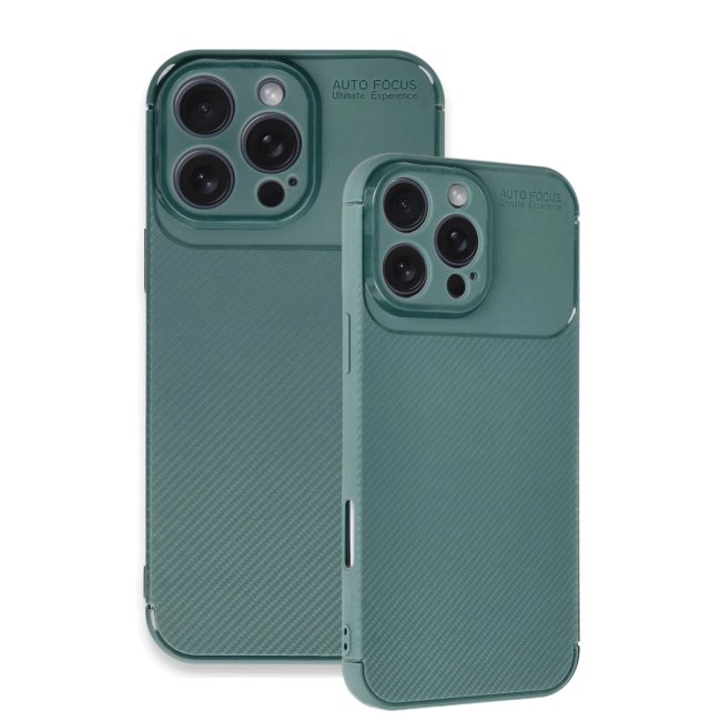 İphone 16 Pro Max Kılıf Auto Focus Karbon Kapak - Koyu Yeşil
