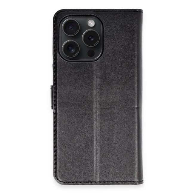 İphone 15 Pro Max Kılıf Trend S Plus Kapaklı Kılıf - Siyah