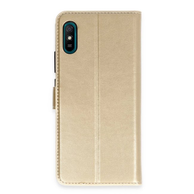 Xiaomi Redmi 9a Kılıf Trend S Plus Kapaklı Kılıf - Gold