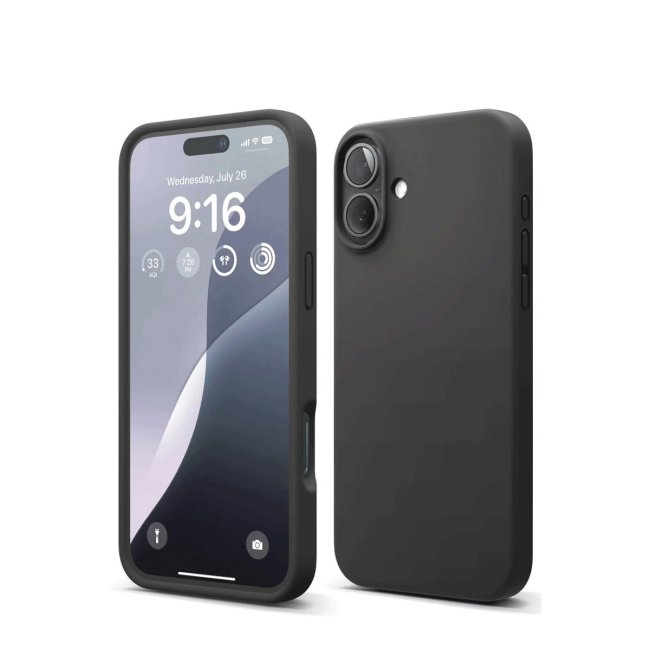 İphone 16 Kılıf Nano İçi Kadife Silikon - Siyah