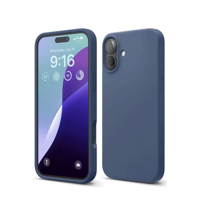 İphone 16 Plus Kılıf Nano İçi Kadife Silikon - Lacivert