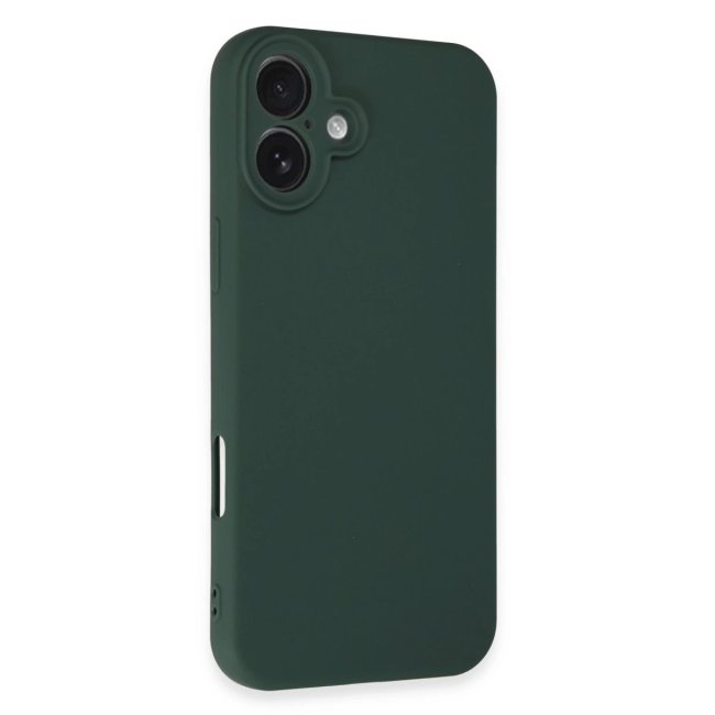 İphone 16 Plus Kılıf Nano İçi Kadife Silikon - Koyu Yeşil