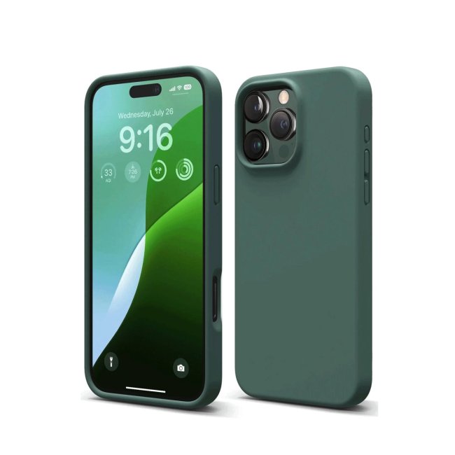 İphone 16 Pro Kılıf Nano İçi Kadife Silikon - Koyu Yeşil