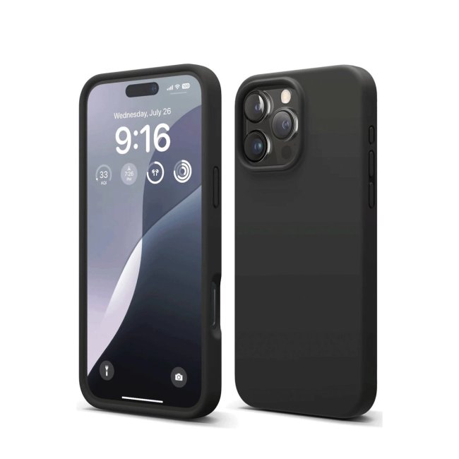 İphone 16 Pro Max Kılıf Nano İçi Kadife Silikon - Siyah