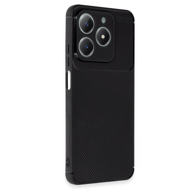 Realme C61 Kılıf Auto Focus Karbon Kapak - Siyah
