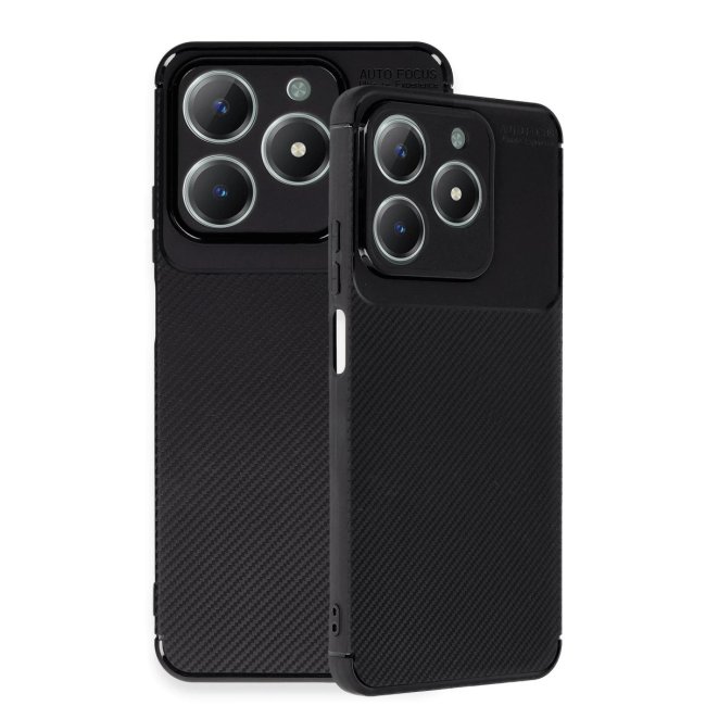 Realme C61 Kılıf Auto Focus Karbon Kapak - Siyah