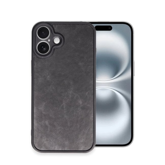 İphone 16 Plus Kılıf Aras Deri Kapak - Siyah