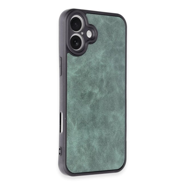 İphone 16 Plus Kılıf Aras Deri Kapak - Koyu Yeşil