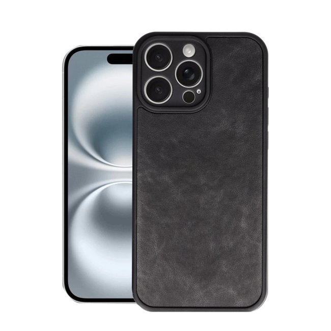 İphone 16 Pro Kılıf Aras Deri Kapak - Siyah