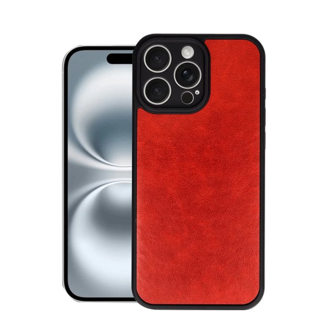 İphone 16 Pro Max Kılıf Aras Deri Kapak - Kırmızı
