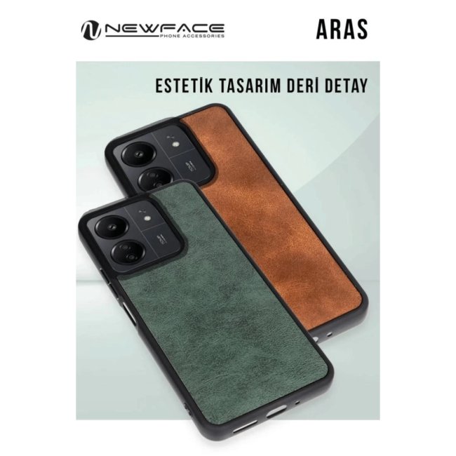 Xiaomi Redmi 14c Kılıf Aras Deri Kapak - Taba