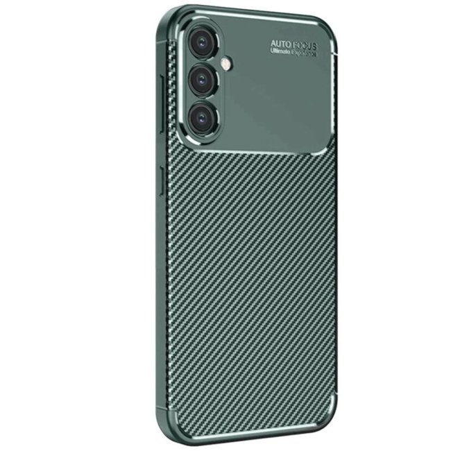 Samsung Galaxy S25 Kılıf Auto Focus Karbon Kapak - Koyu Yeşil