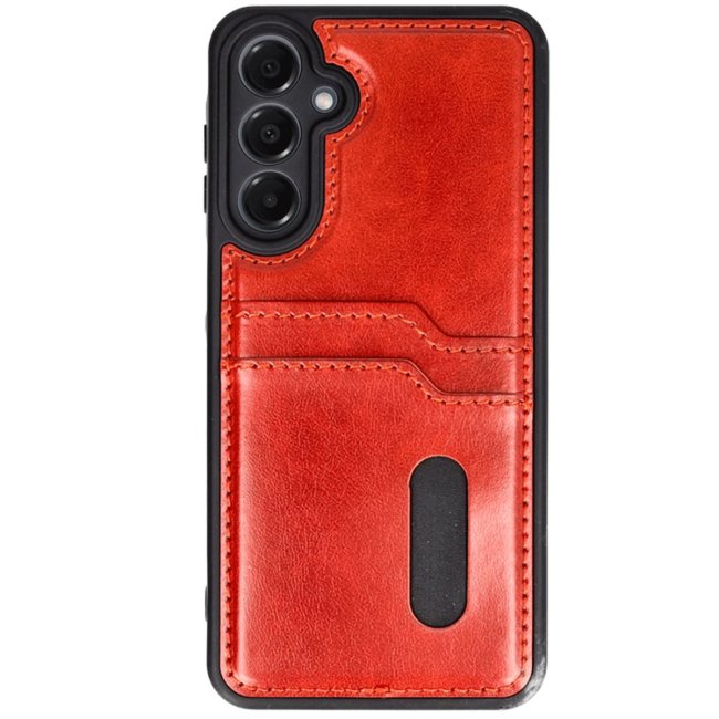 Samsung Galaxy A16 5g Kılıf Sara Kartvizitli Deri Kılıf - Kırmızı