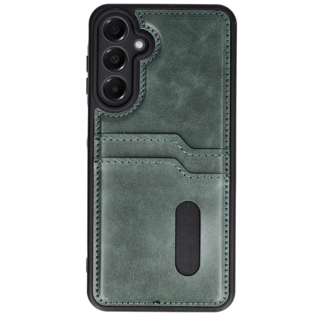 Samsung Galaxy A16 5g Kılıf Sara Kartvizitli Deri Kılıf - Koyu Yeşil