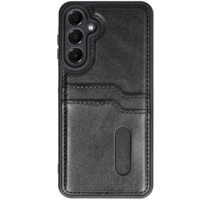 Samsung Galaxy S24 Fe Kılıf Sara Kartvizitli Deri Kılıf - Siyah