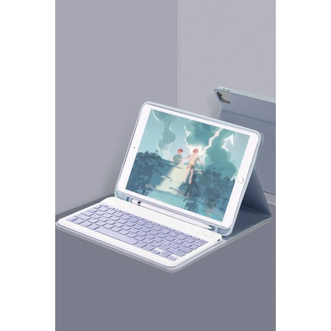 İpad Air 11 (2024) Kılıf Kc01 Smart Klavyeli Tablet Kılıfı - Lacivert