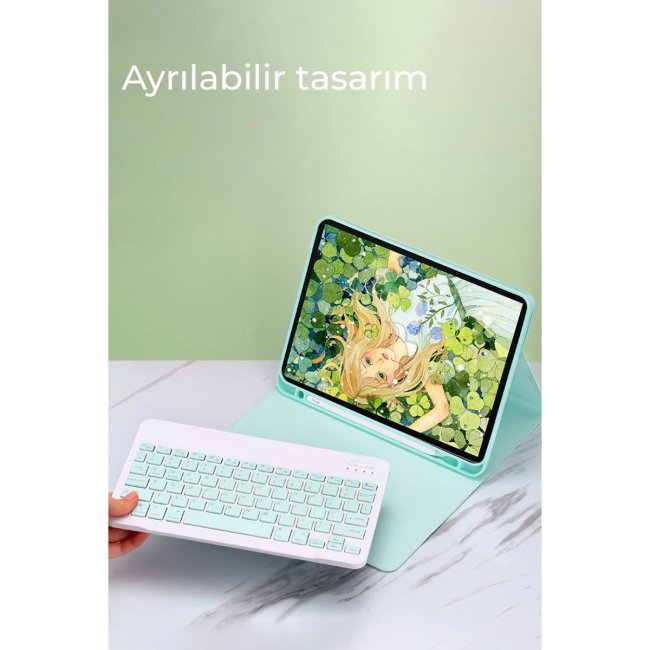 İpad Air 11 (2024) Kılıf Kc01 Smart Klavyeli Tablet Kılıfı - Lacivert