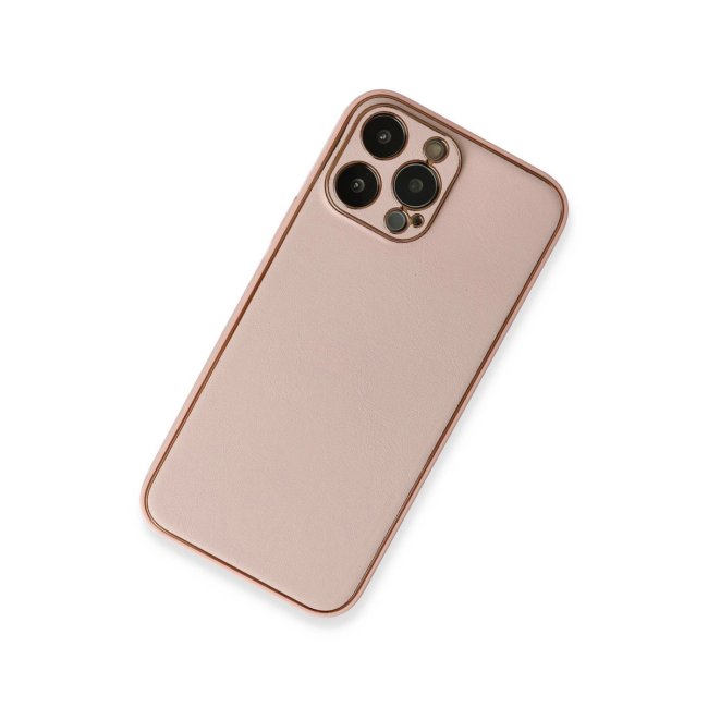 İphone 13 Pro Kılıf Coco Deri Silikon Kapak - Pembe