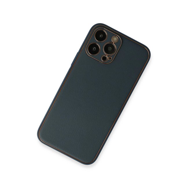 İphone 13 Pro Kılıf Coco Deri Silikon Kapak - Mavi
