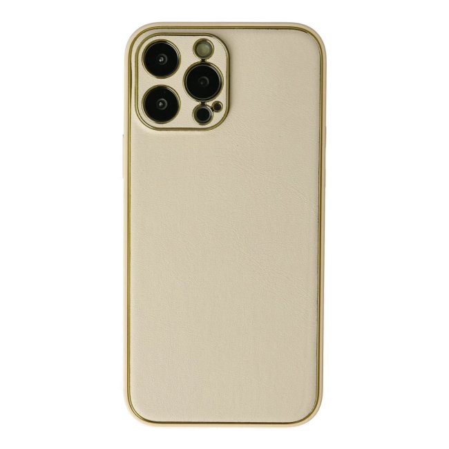 İphone 13 Pro Kılıf Coco Deri Silikon Kapak - Gold