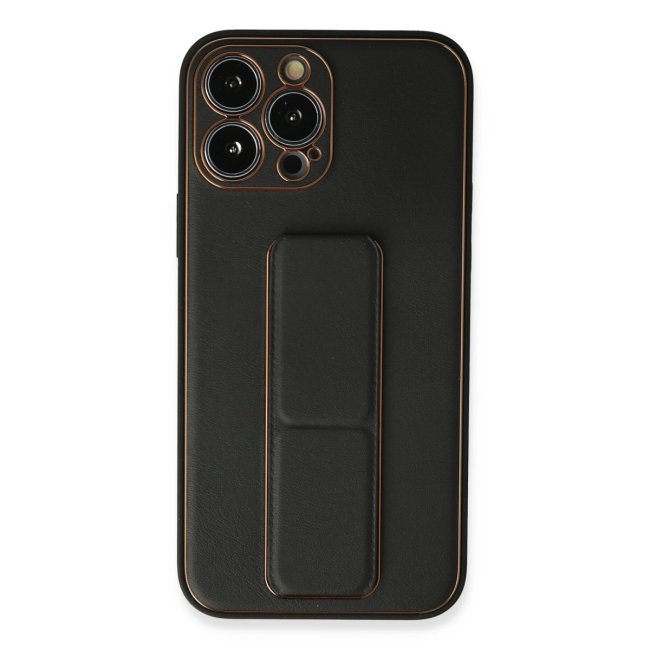 İphone 13 Pro Max Kılıf Coco Deri Standlı Kapak - Siyah