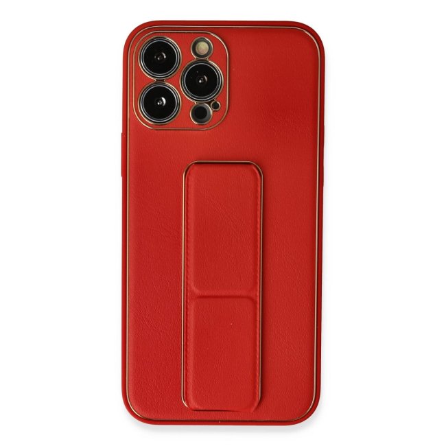 İphone 13 Pro Max Kılıf Coco Deri Standlı Kapak - Kırmızı