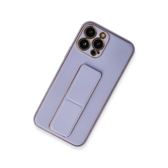 İphone 13 Pro Max Kılıf Coco Deri Standlı Kapak - Lila